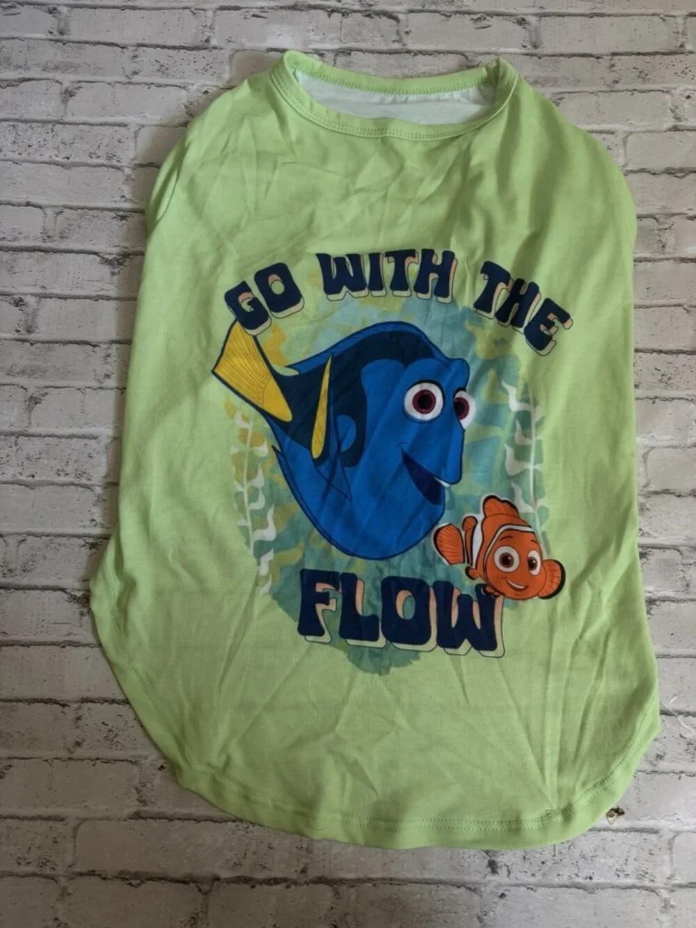 Disney Pixar Finding Nemo Dog Neon Green Shirt Size L NWOT